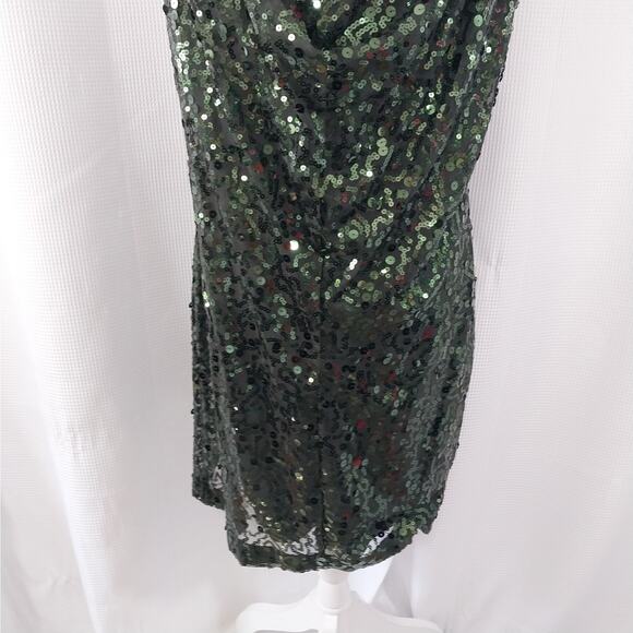 JESSICA SIMPSON! SPARKLING FAB EMERALD GREEN NET, SEQUINNED OVERALL DRESS! SZ 12 - Picture 7 of 11